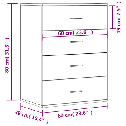 Credenza Grigio Cemento 60x39x80 cm in Legno Multistrato