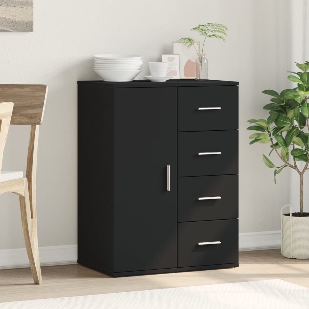 Black Sideboard 59x39x80 cm in Multilayer Wood