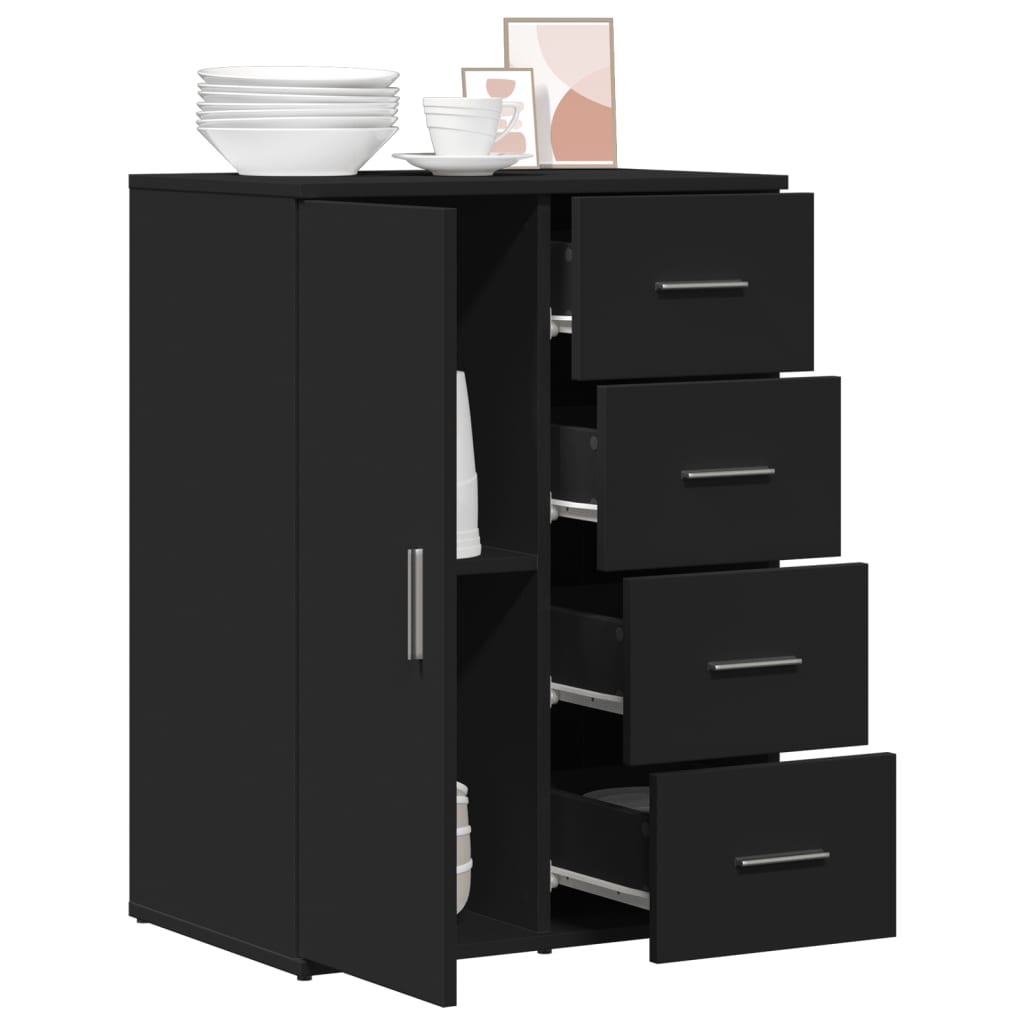 Black Sideboard 59x39x80 cm in Multilayer Wood