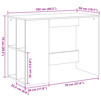 Scrivania Grigio Cemento 102x50x75 cm in Legno Multistrato