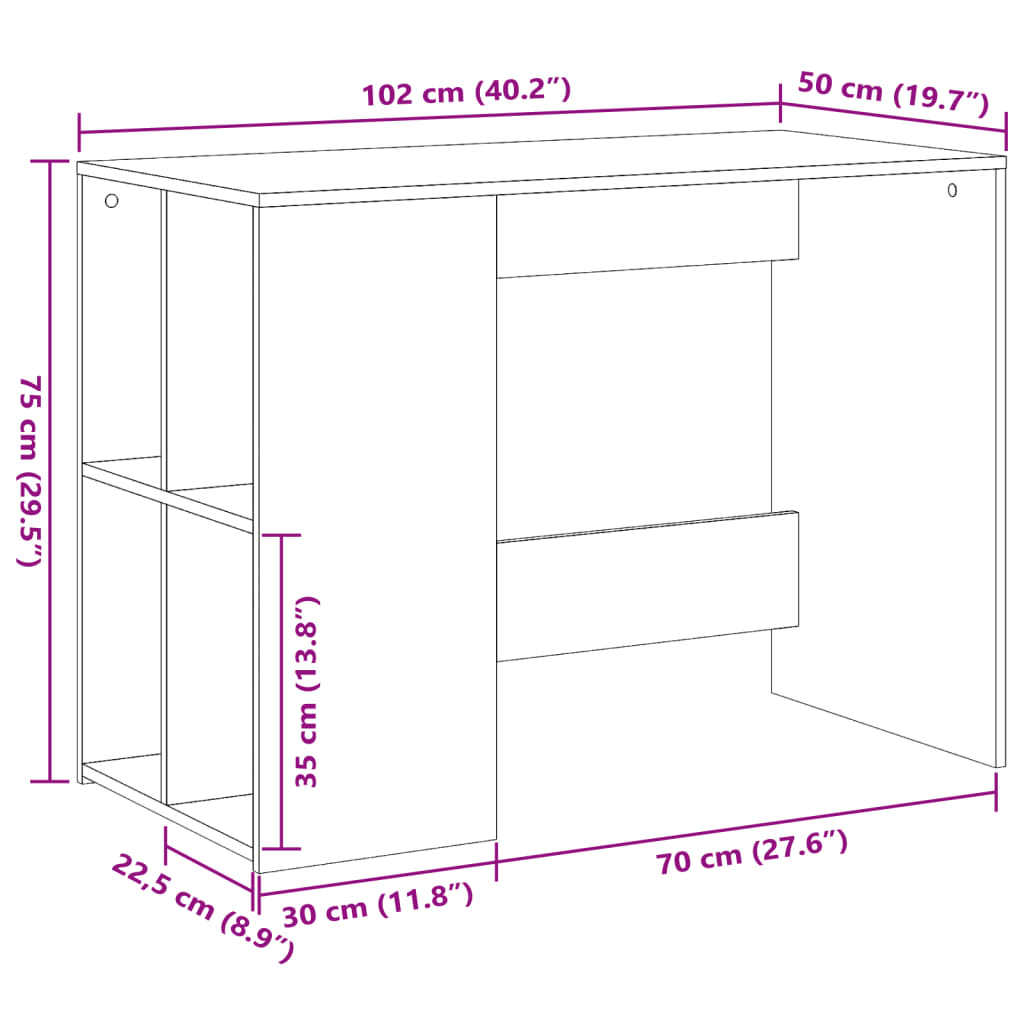 Scrivania Grigio Sonoma 102x50x75 cm in Legno Multistrato