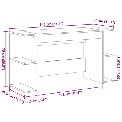 Scrivania Bianca 140x50x75 cm in Legno Multistrato