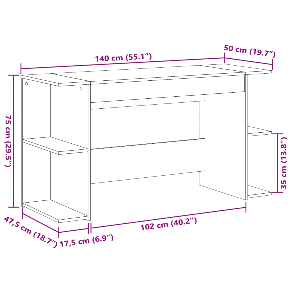 Scrivania Nera 140x50x75 cm in Legno Multistrato