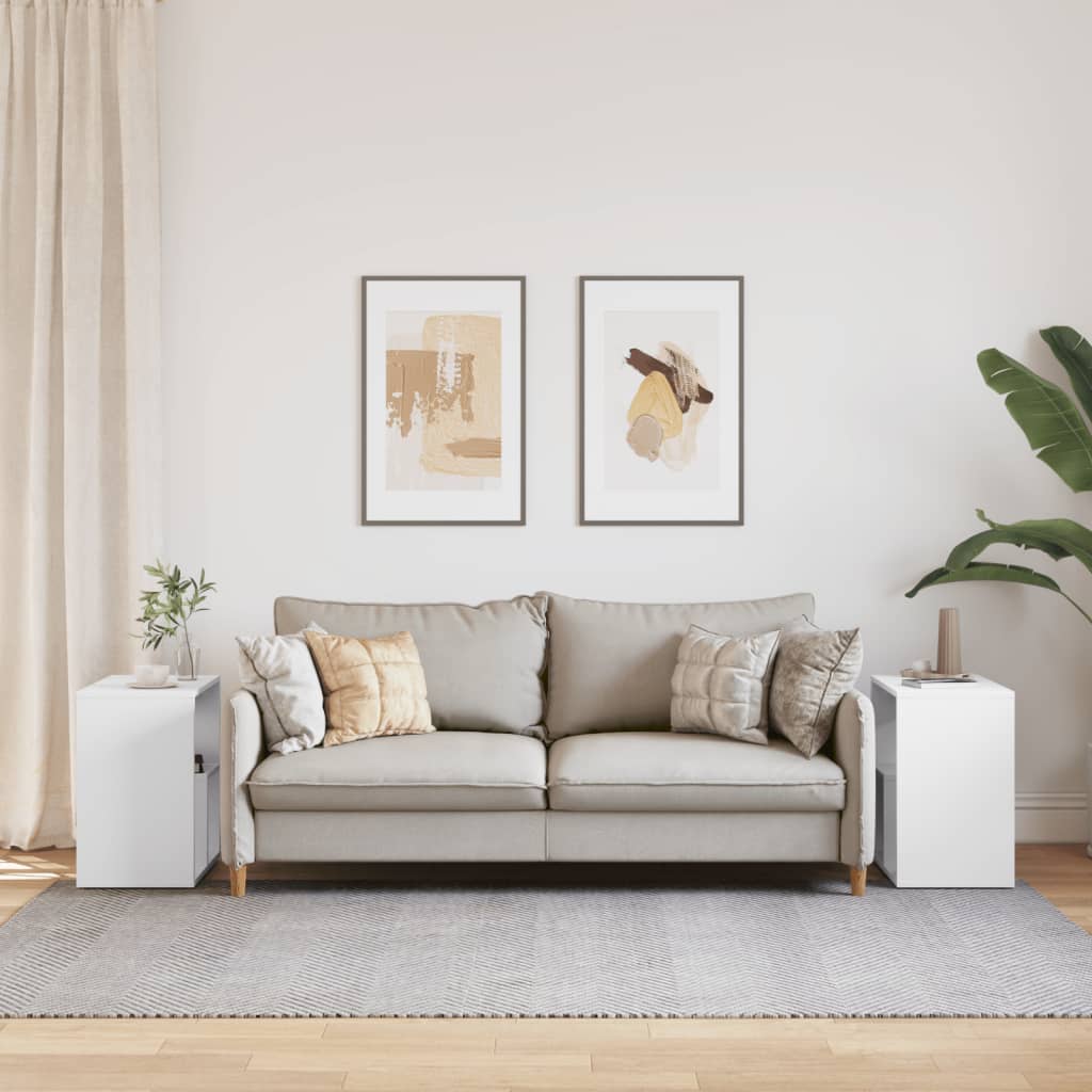 Tavolini Bianchi 2 pz 50x30x50 cm in Legno Multistrato | homemem39