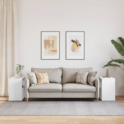 Tavolini Bianchi 2 pz 50x30x50 cm in Legno Multistrato | homemem39