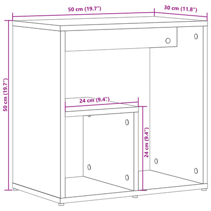 Tavolino Nero 50x30x50 cm in Legno Multistrato