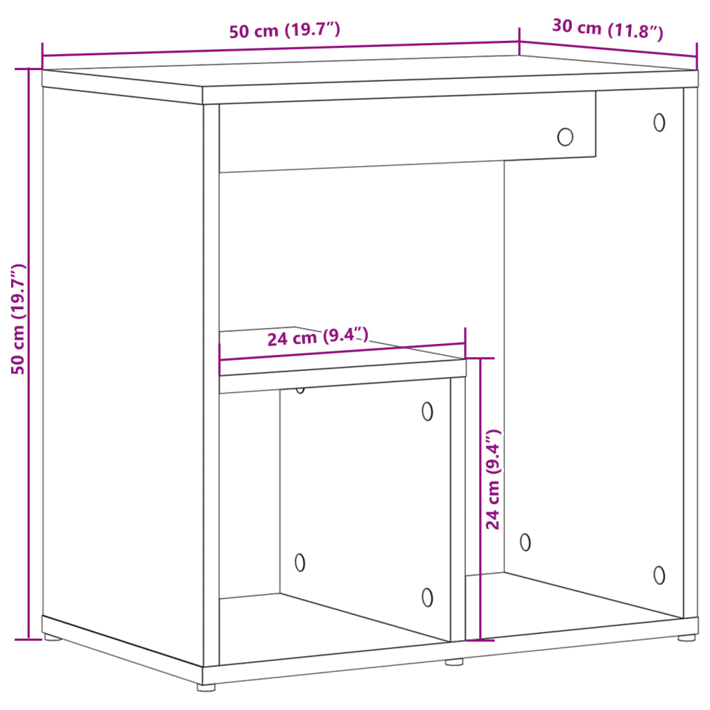 Tavolini 2pz Grigio Cemento 50x30x50 cm in Legno Multistrato | homemem39