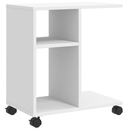 Tavolino con Ruote Bianco 50x30x55 cm in Legno Multistrato - homemem39