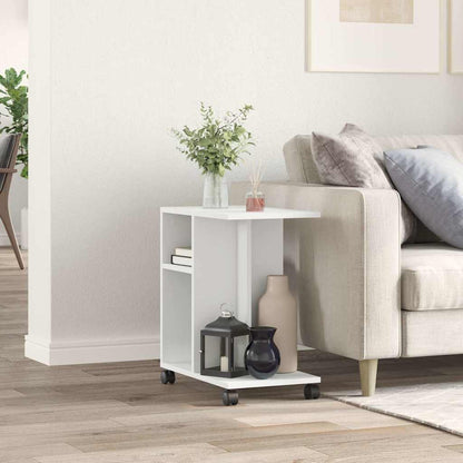 Tavolino con Ruote Bianco 50x30x55 cm in Legno Multistrato | homemem39