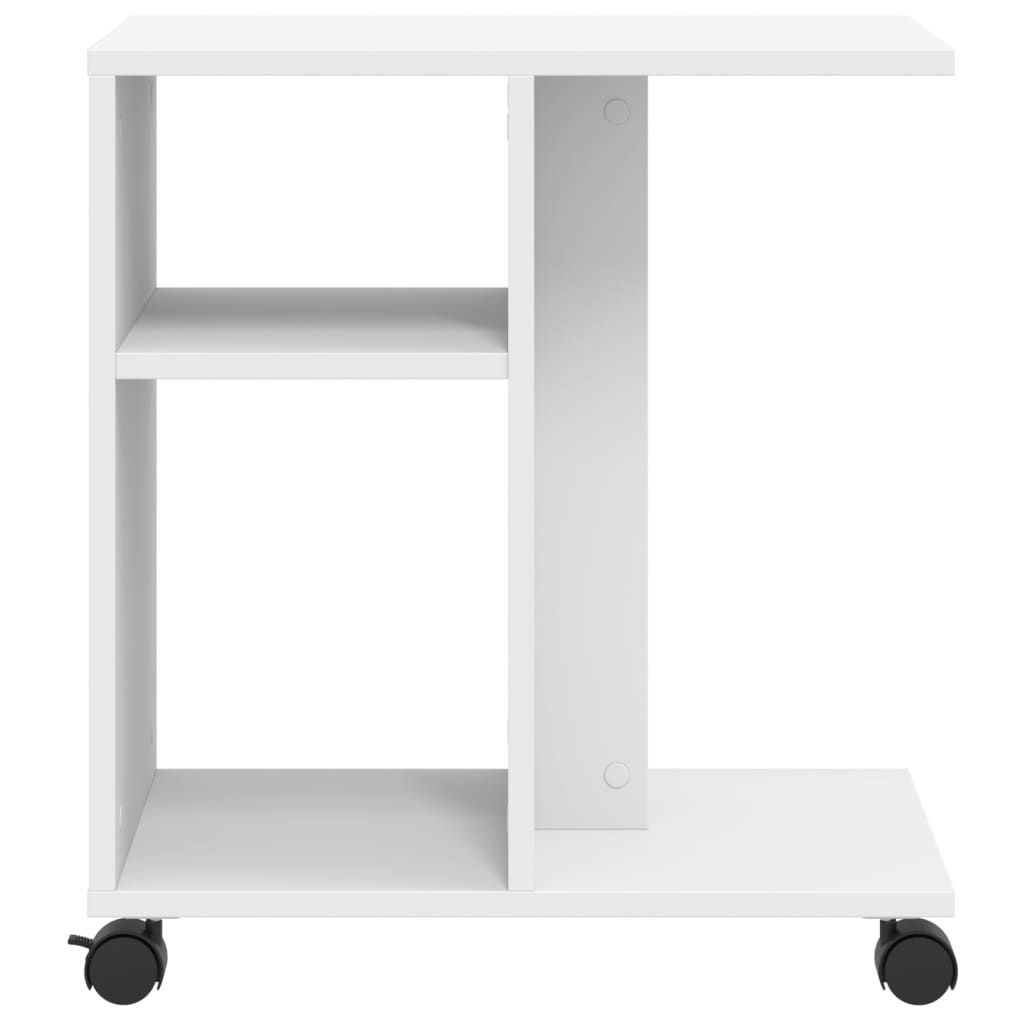 Tavolino con Ruote Bianco 50x30x55 cm in Legno Multistrato | homemem39