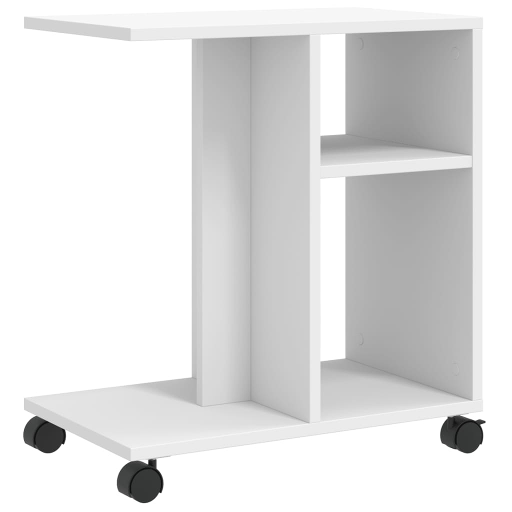 Tavolino con Ruote Bianco 50x30x55 cm in Legno Multistrato - homemem39