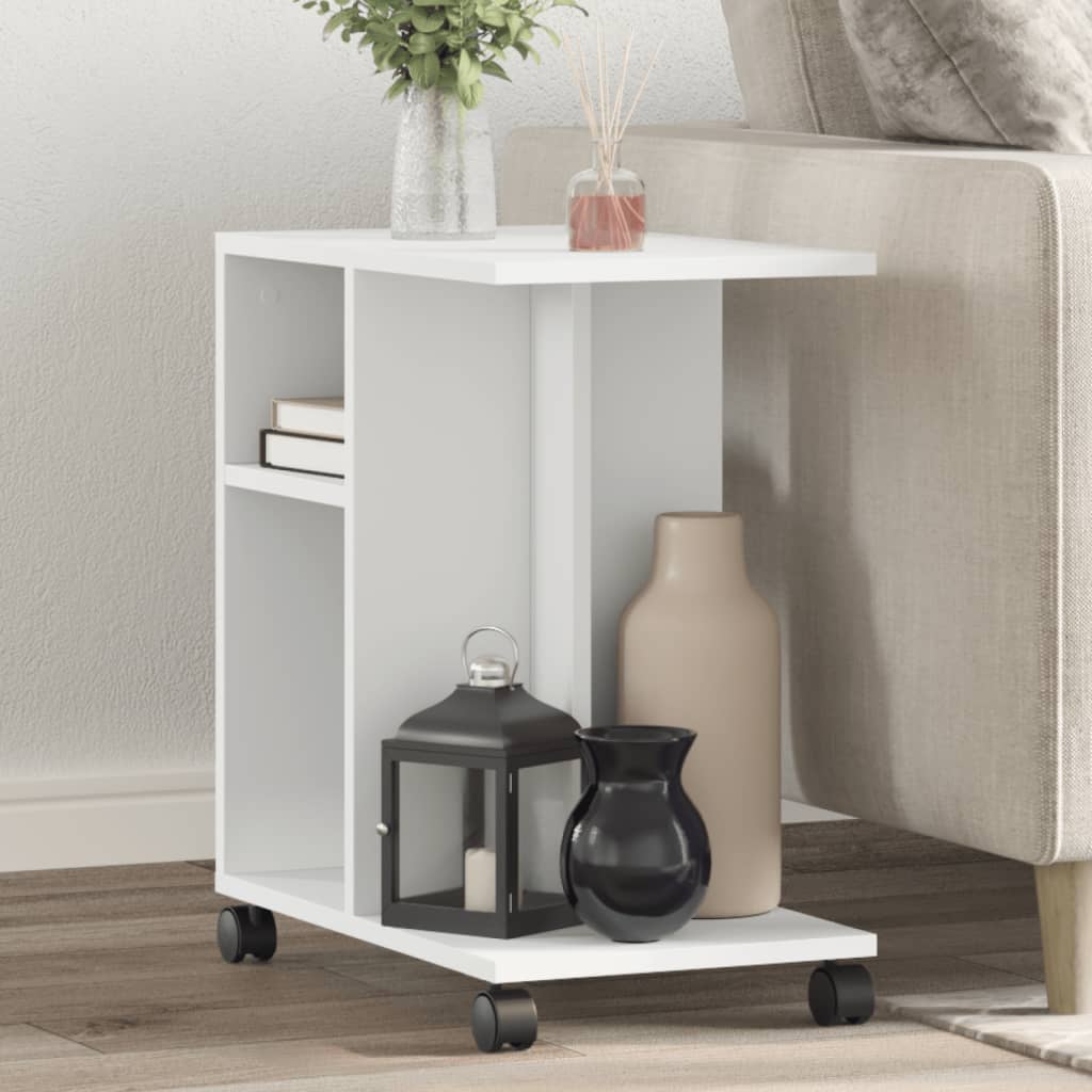 Tavolino con Ruote Bianco 50x30x55 cm in Legno Multistrato | homemem39