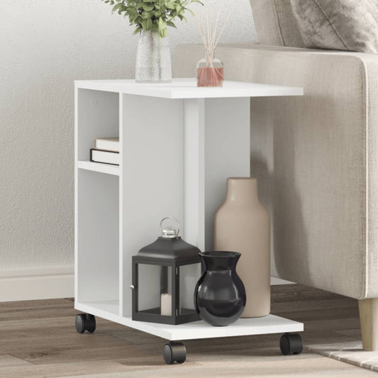 Tavolino con Ruote Bianco 50x30x55 cm in Legno Multistrato | homemem39