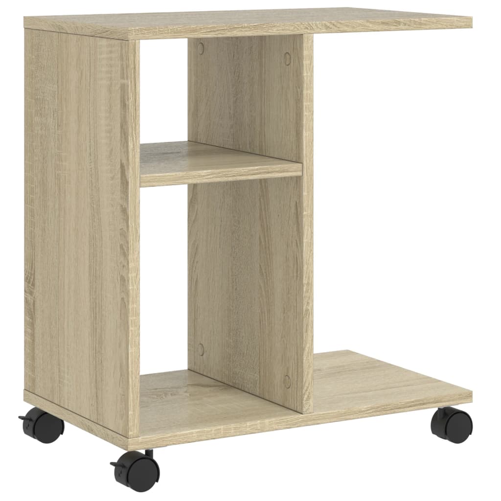Tavolino con Ruote Rovere Sonoma 50x30x55 cm Legno Multistrato | homemem39