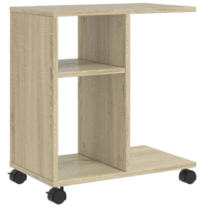 Tavolino con Ruote Rovere Sonoma 50x30x55 cm Legno Multistrato | homemem39