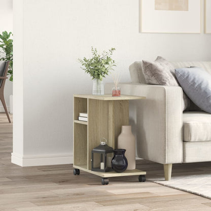 Tavolino con Ruote Rovere Sonoma 50x30x55 cm Legno Multistrato | homemem39