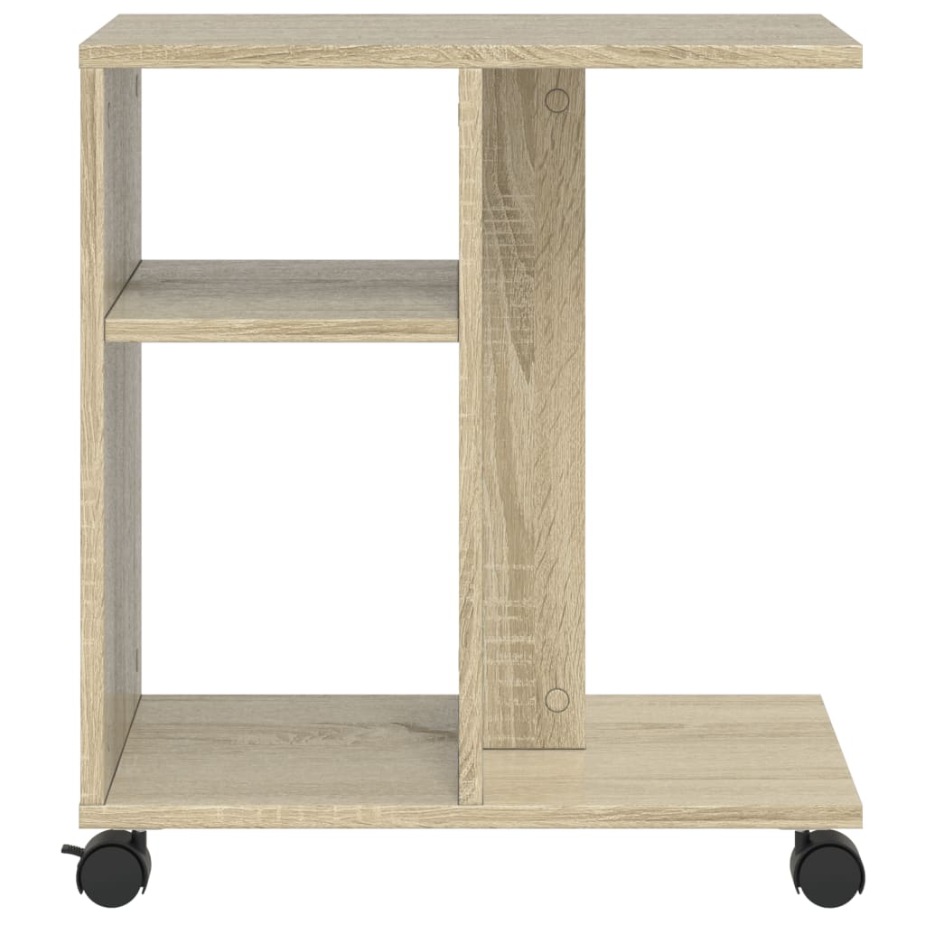 Tavolino con Ruote Rovere Sonoma 50x30x55 cm Legno Multistrato | homemem39