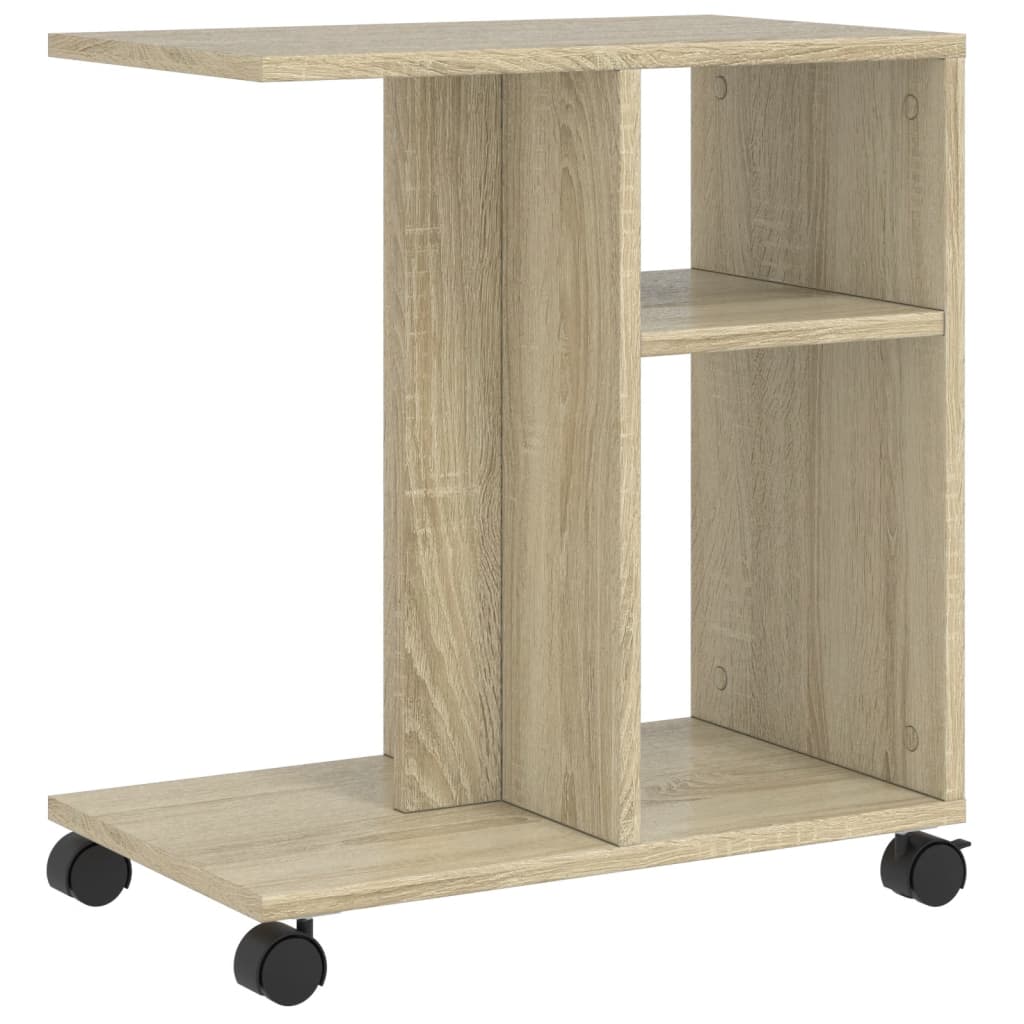 Tavolino con Ruote Rovere Sonoma 50x30x55 cm Legno Multistrato | homemem39
