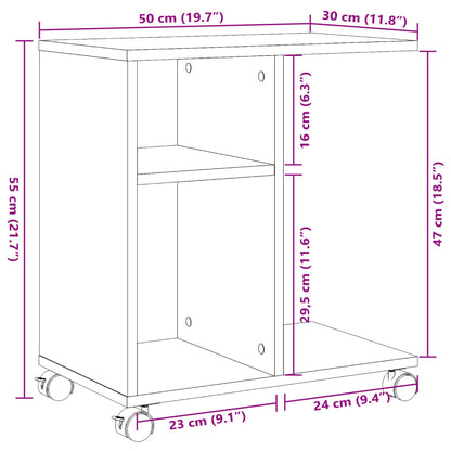 Tavolino con Ruote Rovere Sonoma 50x30x55 cm Legno Multistrato | homemem39