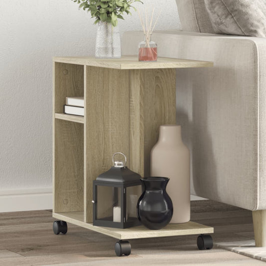 Tavolino con Ruote Rovere Sonoma 50x30x55 cm Legno Multistrato | homemem39
