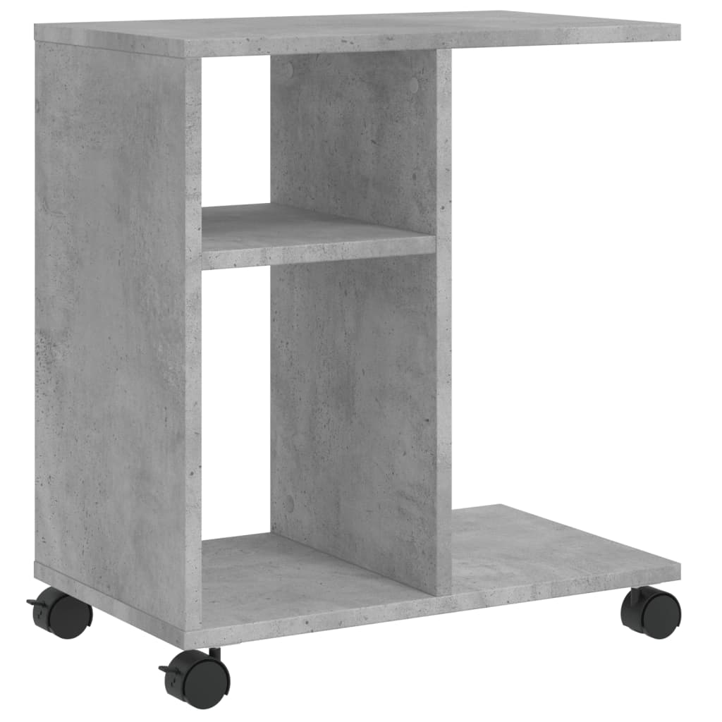 Tavolino con Ruote Grigio Cemento 50x30x55 cm Legno Multistrato | homemem39