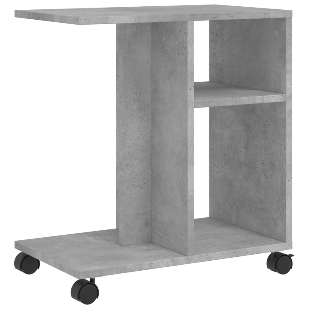 Tavolino con Ruote Grigio Cemento 50x30x55 cm Legno Multistrato | homemem39
