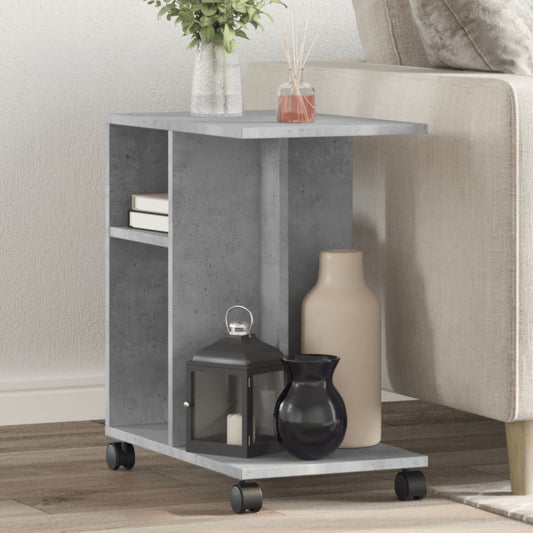 Tavolino con Ruote Grigio Cemento 50x30x55 cm Legno Multistrato | homemem39