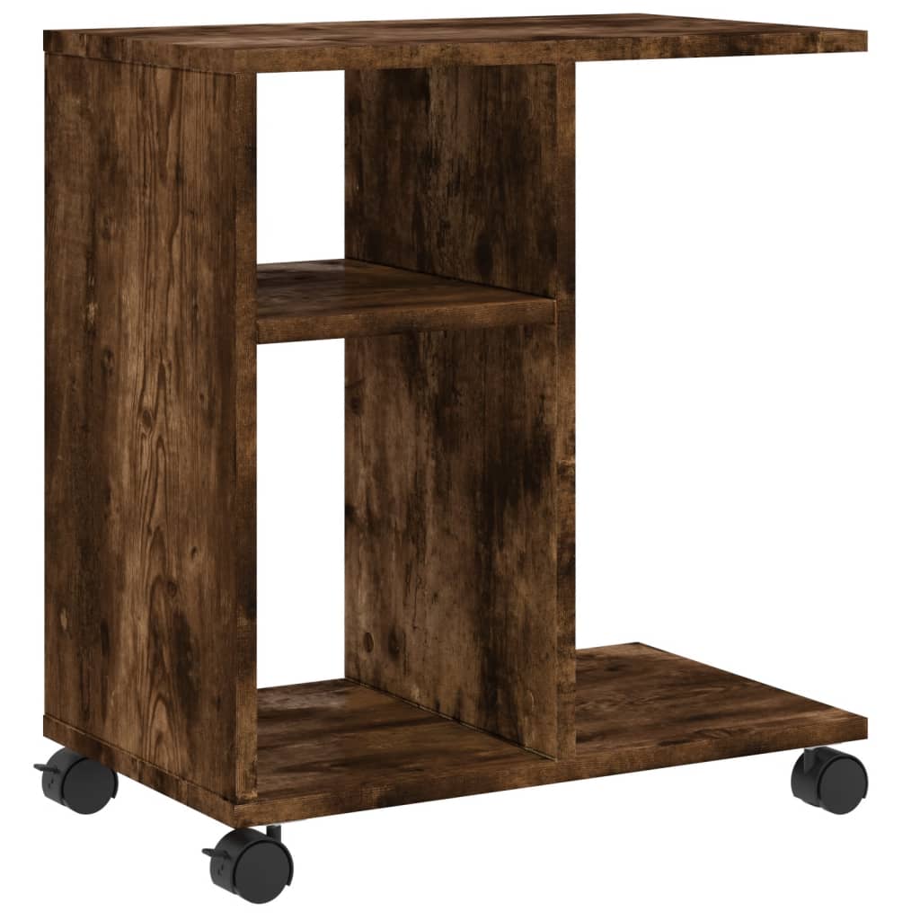 Tavolino con Ruote Rovere Fumo 50x30x55 cm in Legno Multistrato | homemem39