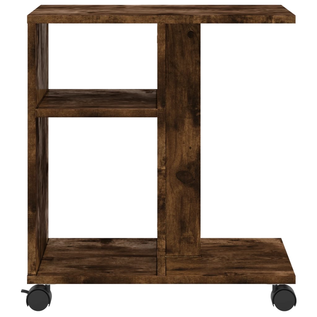 Tavolino con Ruote Rovere Fumo 50x30x55 cm in Legno Multistrato | homemem39