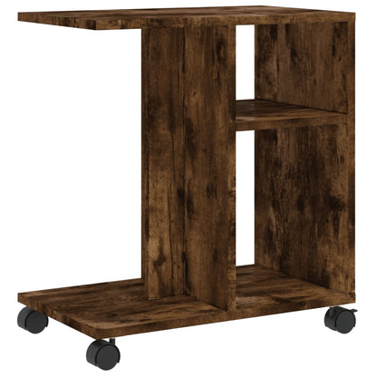 Tavolino con Ruote Rovere Fumo 50x30x55 cm in Legno Multistrato | homemem39