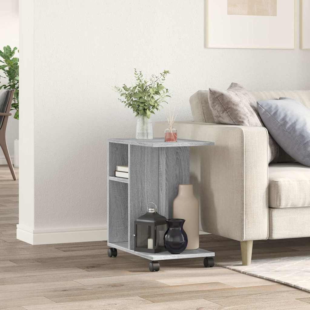 Tavolino con Ruote Grigio Sonoma 50x30x55 cm Legno Multistrato | homemem39