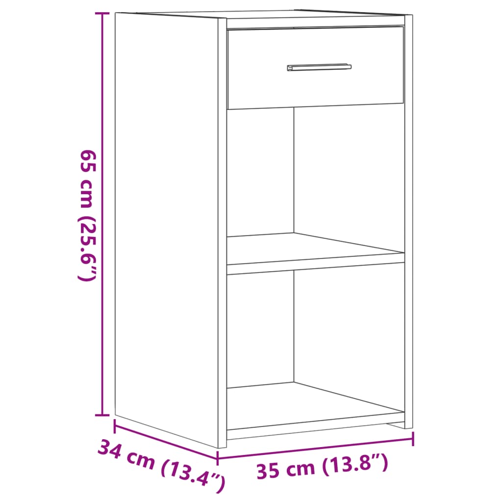 Comodino Nero 35x34x65 cm in Legno Multistrato