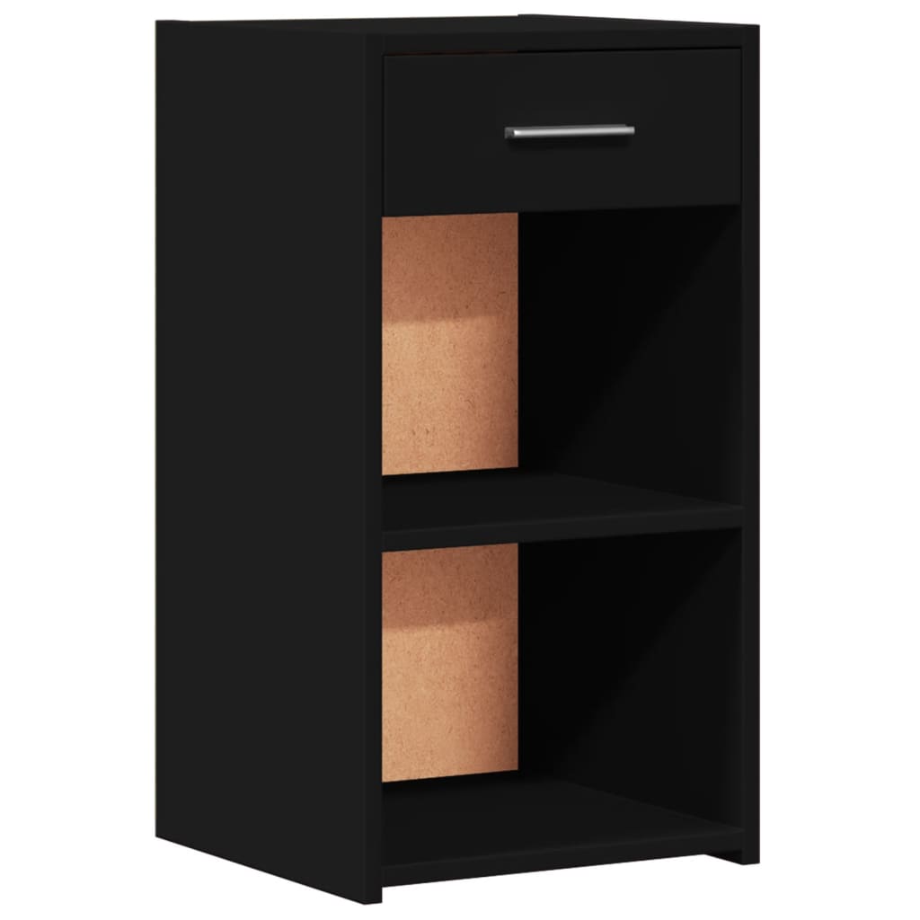 2pcs Black Bedside Tables 35x34x65 cm in Multilayer Wood