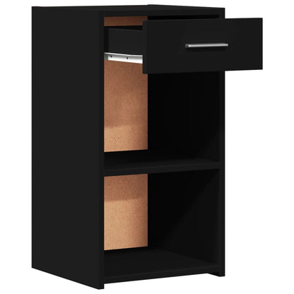 2pcs Black Bedside Tables 35x34x65 cm in Multilayer Wood