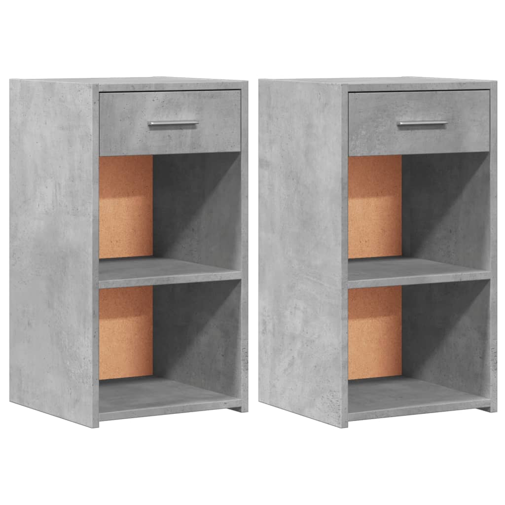 Comodini 2 pz Grigio Cemento 35x34x65 cm in Legno Multistrato