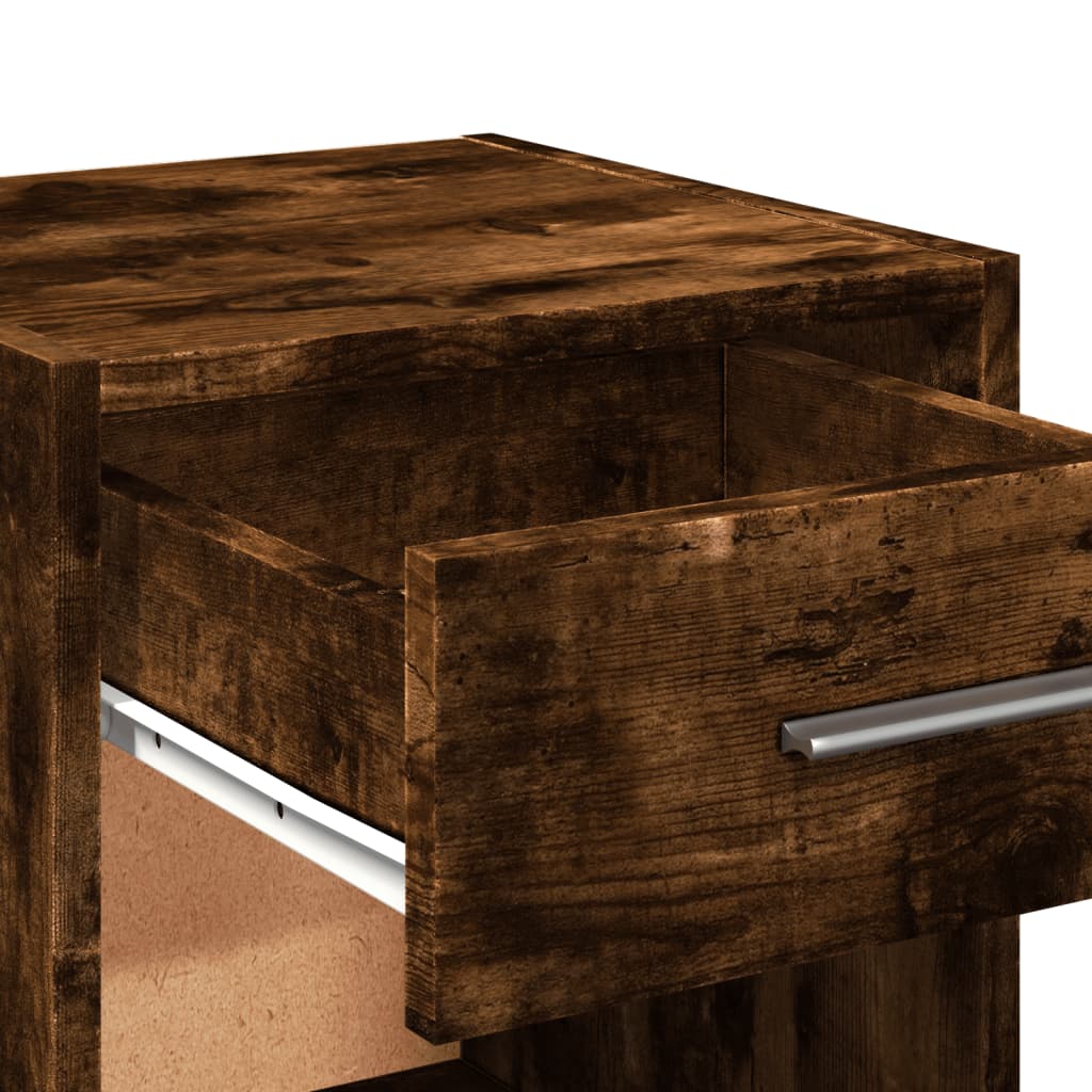 Smoked Oak Bedside Table 35x34x65 cm in Plywood