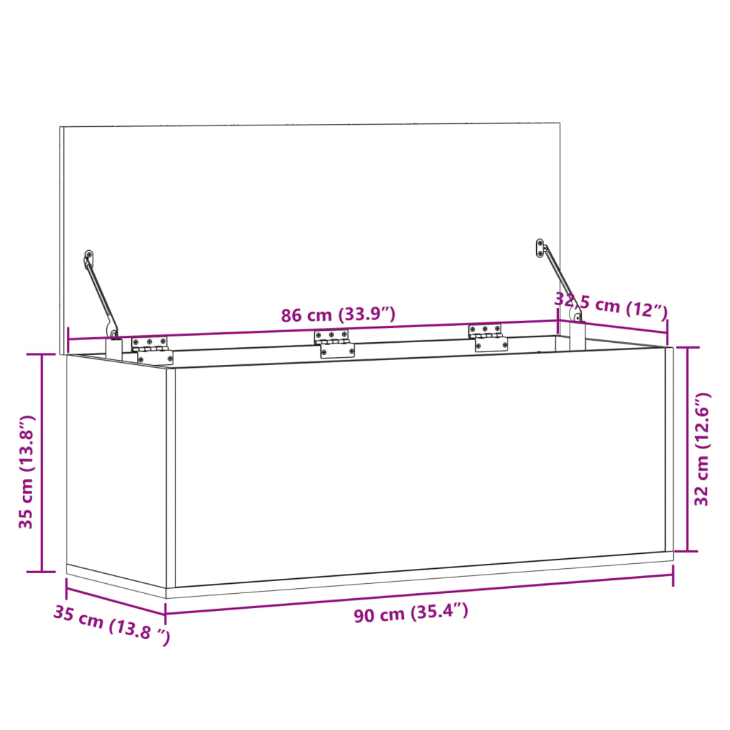 Contenitore Portaoggetti Nero 90x35x35 cm in Truciolato