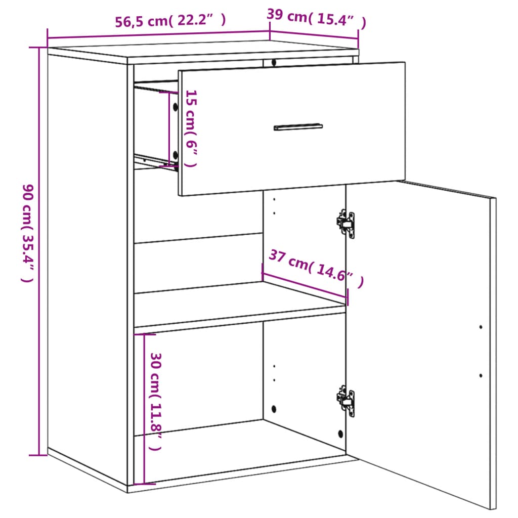 Armadietto Bianco 56,5x39x90 cm in Legno Multistrato