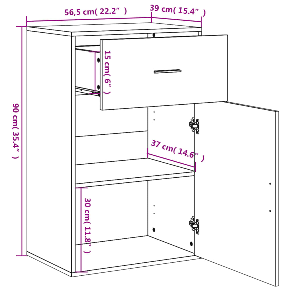 Armadietto Grigio Sonoma 56,5x39x90 cm in Legno Multistrato - homemem39