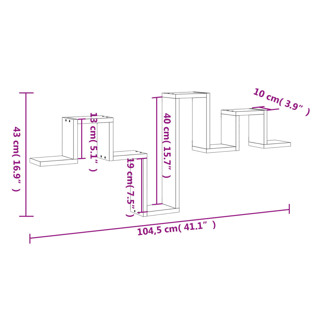 Scaffale a Parete Rovere Sonoma 104,5x10x43cm Legno Multistrato