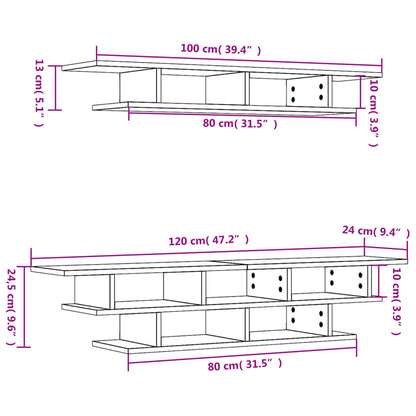 Mobili TV a Muro Neri in Legno Multistrato