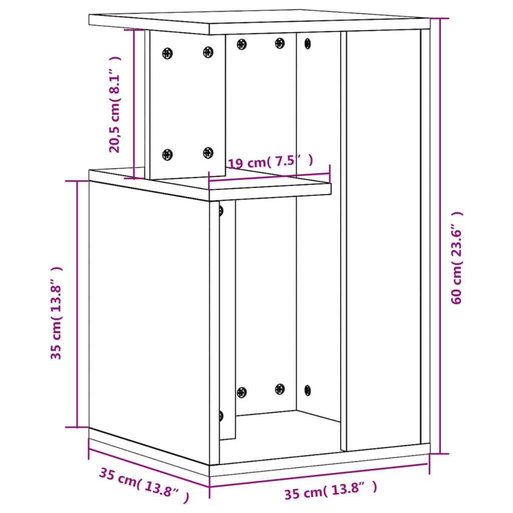 Tavolino da Salotto Rovere Sonoma 35x35x60 cm Legno Multistrato