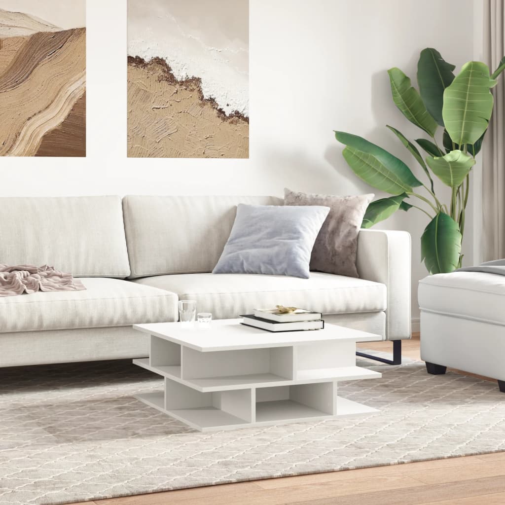 Tavolino da Salotto Bianco 70x70x29 cm in Legno Multistrato | homemem39