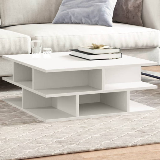 Tavolino da Salotto Bianco 70x70x29 cm in Legno Multistrato | homemem39