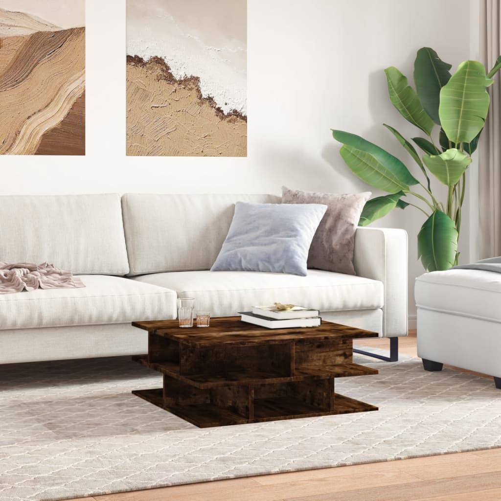 Tavolino da Salotto Rovere Fumo 70x70x29 cm Legno Multistrato | homemem39