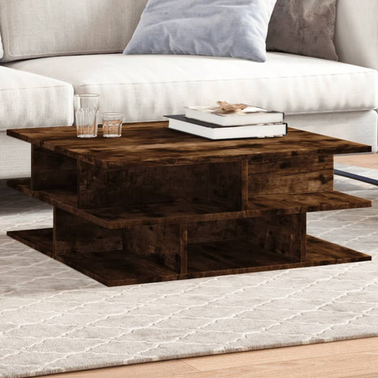 Tavolino da Salotto Rovere Fumo 70x70x29 cm Legno Multistrato | homemem39