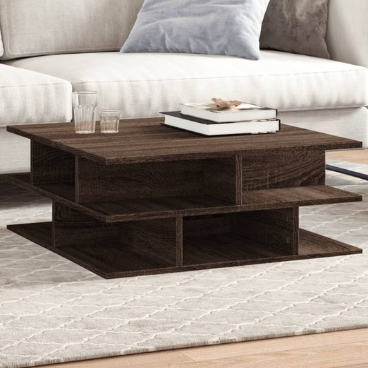Tavolino da Salotto Rovere Marrone 70x70x29cm Legno Multistrato | homemem39