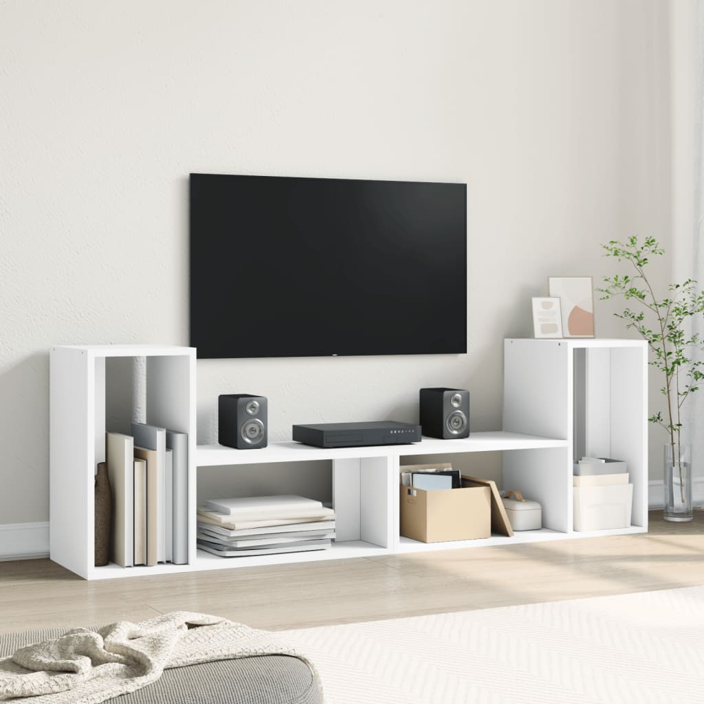 Mobili TV a Parete 2pz Bianchi 75x30x50 cm in Legno Multistrato