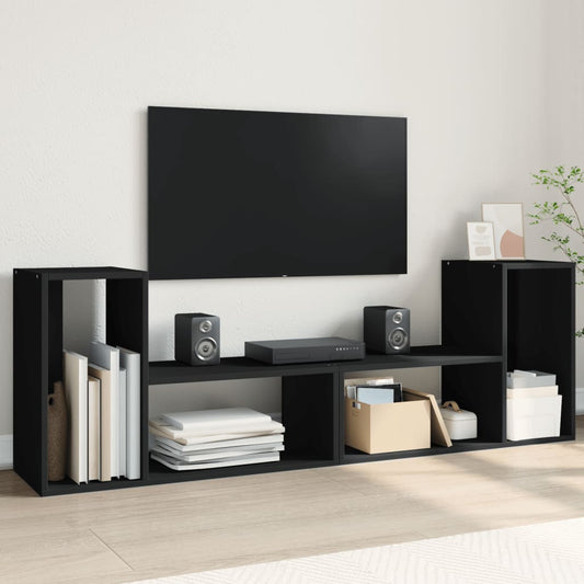 Mobili Porta TV 2 pz Neri 75x30x50 cm in Legno Multistrato - homemem39