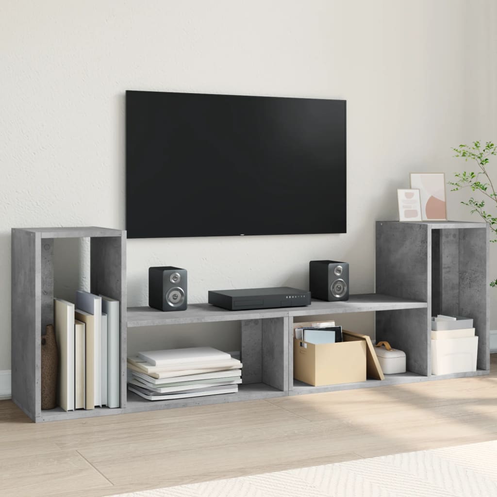Mobili TV Muro 2pz Grigio Cemento 75x30x50 cm Legno Multistrato - homemem39